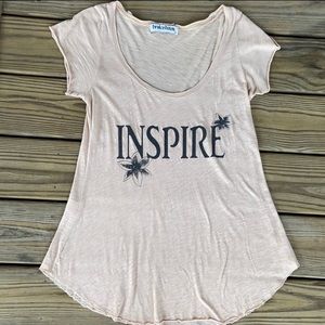 Brokedown “Inspire” Raw Edge Graphic Top